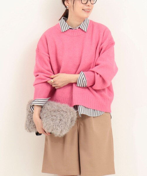 fredy couleur（フレディクルール）の「ヤクライククルーネックショート丈プルオーバーニット（ニット/セーター・レディース・チャコールグレー/ライトグレー/ブルー/ピンク/ネイビー・38）」の5枚目の写真