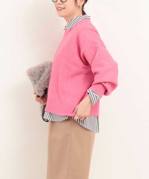 fredy couleur（フレディクルール）の「ヤクライククルーネックショート丈プルオーバーニット（ニット/セーター・レディース・チャコールグレー/ライトグレー/ブルー/ピンク/ネイビー・38）」の11枚目の写真