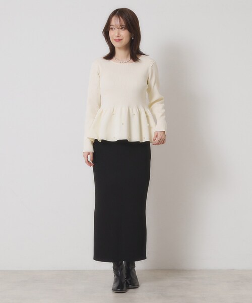 ITS'DEMO（イッツデモ）の「【手洗い可】ペプラムニット（ニット/セーター・レディース・ブラック/アイボリー/ブラウン系・00）」の5枚目の写真