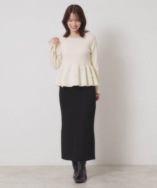 ITS'DEMO（イッツデモ）の「【手洗い可】ペプラムニット（ニット/セーター・レディース・ブラック/アイボリー/ブラウン系・00）」の6枚目の写真