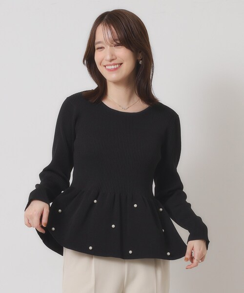 ITS'DEMO（イッツデモ）の「【手洗い可】ペプラムニット（ニット/セーター・レディース・ブラック/アイボリー/ブラウン系・00）」の8枚目の写真