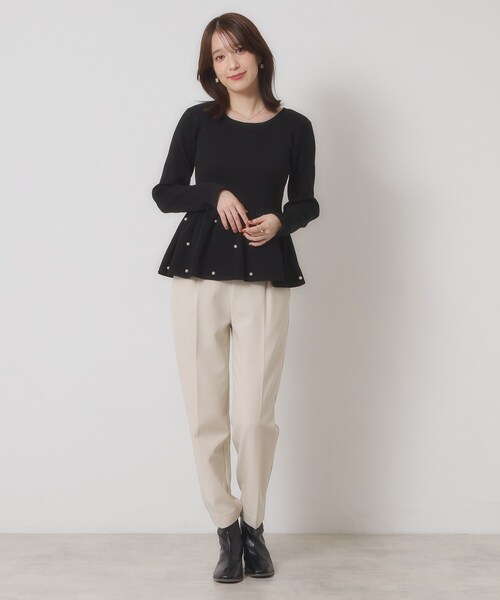 ITS'DEMO（イッツデモ）の「【手洗い可】ペプラムニット（ニット/セーター・レディース・ブラック/アイボリー/ブラウン系・00）」の9枚目の写真