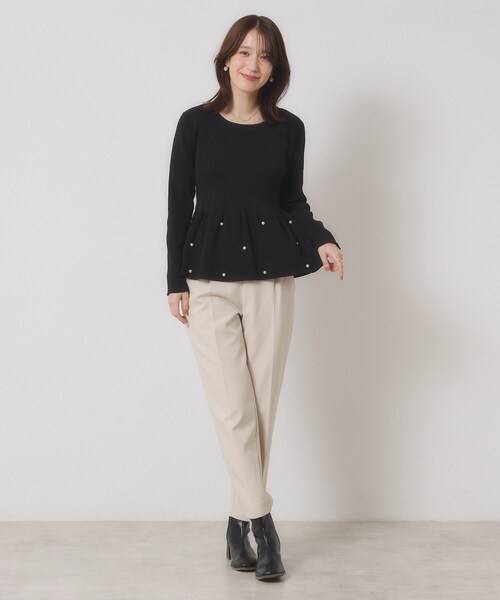 ITS'DEMO（イッツデモ）の「【手洗い可】ペプラムニット（ニット/セーター・レディース・ブラック/アイボリー/ブラウン系・00）」の10枚目の写真