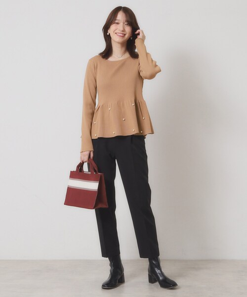 ITS'DEMO（イッツデモ）の「【手洗い可】ペプラムニット（ニット/セーター・レディース・ブラック/アイボリー/ブラウン系・00）」の13枚目の写真