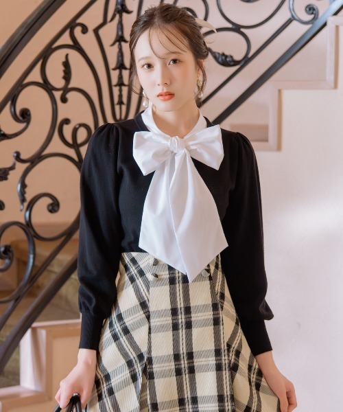 WILLSELECTION（ウィルセレクション）の「リボンドッキングプルオーバー（ニット/セーター・レディース・ブラウン/ブラック/チャコールグレー・FREE）」の15枚目の写真