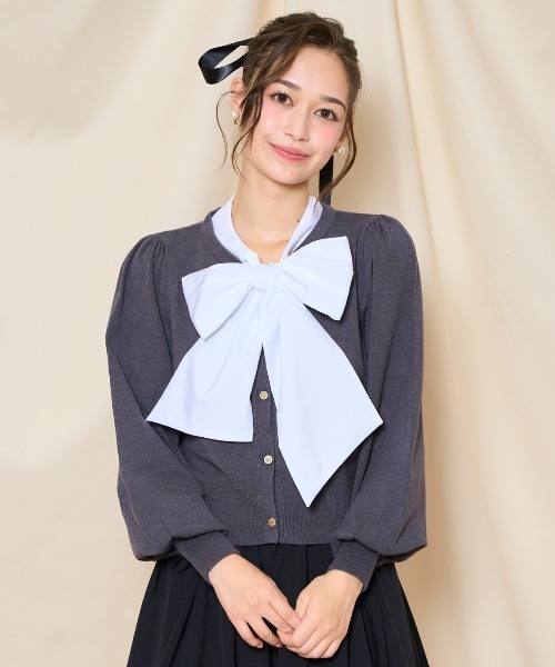 WILLSELECTION（ウィルセレクション）の「リボンドッキングプルオーバー（ニット/セーター・レディース・ブラウン/ブラック/チャコールグレー・FREE）」の6枚目の写真