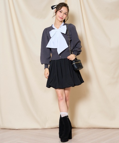 WILLSELECTION（ウィルセレクション）の「リボンドッキングプルオーバー（ニット/セーター・レディース・ブラウン/ブラック/チャコールグレー・FREE）」の7枚目の写真