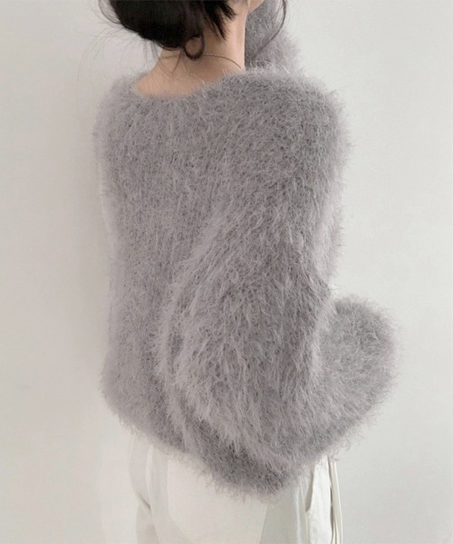 Miniministore(ミニミニストア)の「シャギーニットカーディガン モヘアタッチ(ニット/セーター・レディース・ブラック/グレー/ホワイト/スモークピンク・FREE)」の7枚目の写真