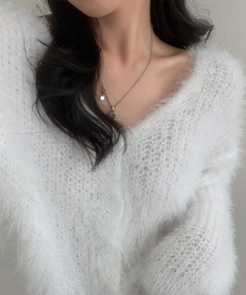 Miniministore(ミニミニストア)の「シャギーニットカーディガン モヘアタッチ(ニット/セーター・レディース・ブラック/グレー/ホワイト/スモークピンク・FREE)」の14枚目の写真