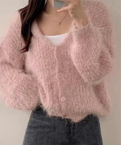 Miniministore(ミニミニストア)の「シャギーニットカーディガン モヘアタッチ(ニット/セーター・レディース・ブラック/グレー/ホワイト/スモークピンク・FREE)」の15枚目の写真
