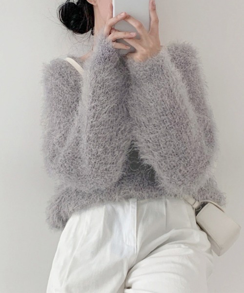 セール】シャギーニットカーディガン モヘアタッチ（ニット/セーター