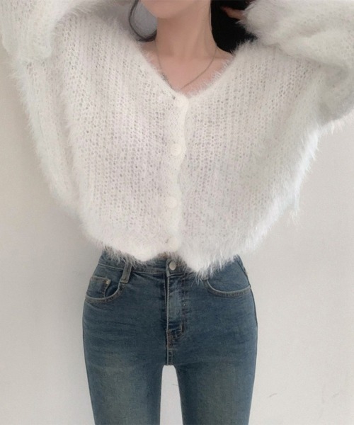 Miniministore(ミニミニストア)の「シャギーニットカーディガン モヘアタッチ(ニット/セーター・レディース・ブラック/グレー/ホワイト/スモークピンク・FREE)」の21枚目の写真