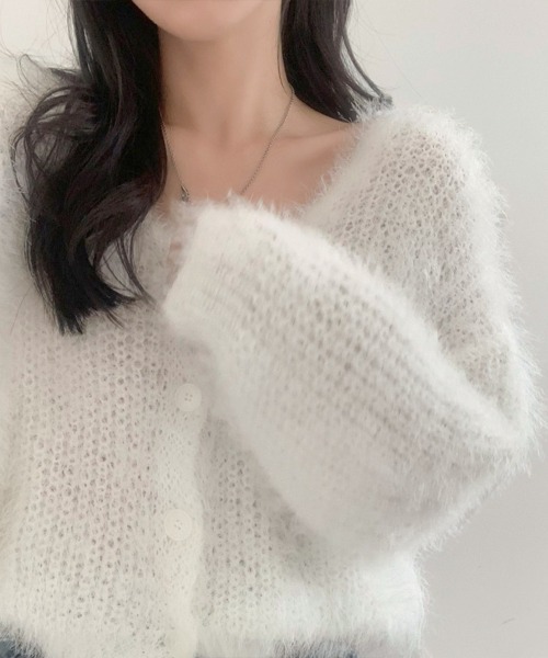 Miniministore(ミニミニストア)の「シャギーニットカーディガン モヘアタッチ(ニット/セーター・レディース・ブラック/グレー/ホワイト/スモークピンク・FREE)」の22枚目の写真