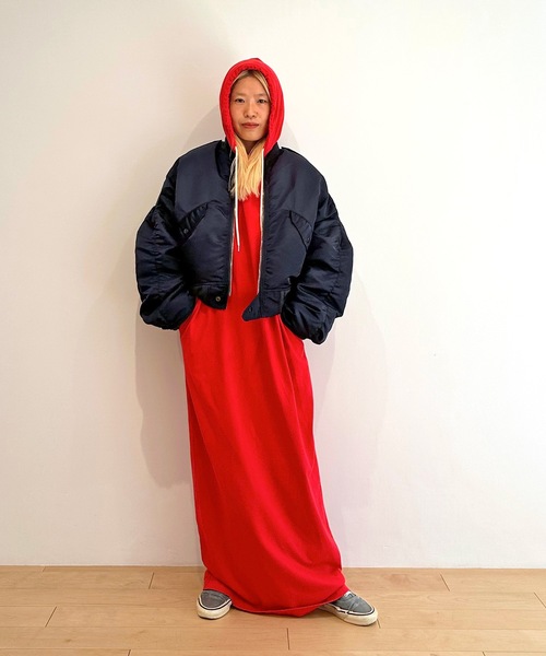 HOLIDAY（ホリデイ）の「SUPER FINE DRY DAMAGE L/S HOODED DRESS (CIRCULATION) スーパーファインドライダメージロングスリーブフーデッドドレス (サーキュレーション)（ワンピース・レディース・レッド/シルバーグレー/ブラック・ONE SIZE）」の20枚目の写真