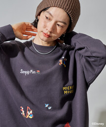 <新色追加>【MICKEY MOUSE】レトロ 刺繍スウェット/ミッキーマウス