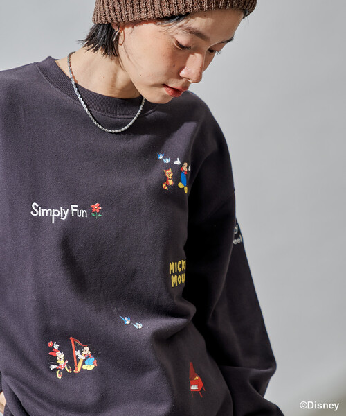 セール】＜新色追加＞【MICKEY MOUSE】レトロ 刺繍スウェット/ミッキー