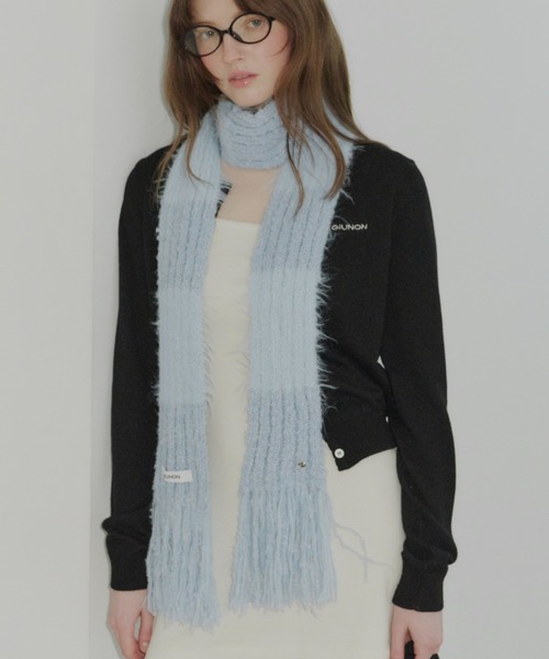 GIUNON（ジウノン）の「mohair touch border muffler / モヘアタッチボーダーマフラー（ストール/ショール・レディース・グレー/ブルー/アイボリー・FREE）」の3枚目の写真