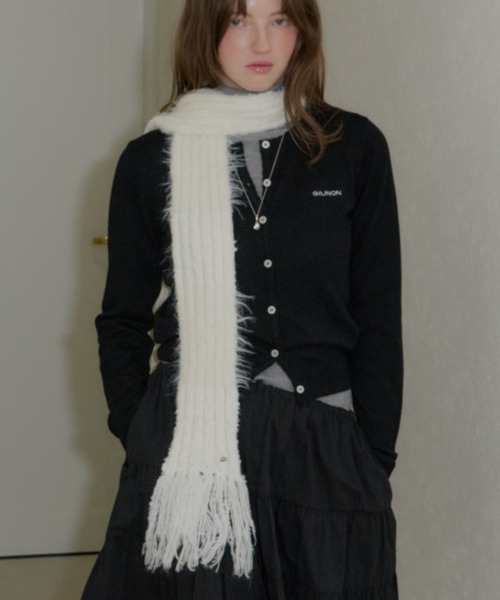 GIUNON（ジウノン）の「mohair touch border muffler / モヘアタッチボーダーマフラー（ストール/ショール・レディース・グレー/ブルー/アイボリー・FREE）」の2枚目の写真