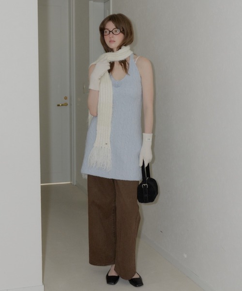 GIUNON（ジウノン）の「mohair touch border muffler / モヘアタッチボーダーマフラー（ストール/ショール・レディース・グレー/ブルー/アイボリー・FREE）」の11枚目の写真