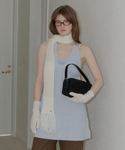 GIUNON（ジウノン）の「mohair touch border muffler / モヘアタッチボーダーマフラー（ストール/ショール・レディース・グレー/ブルー/アイボリー・FREE）」の9枚目の写真