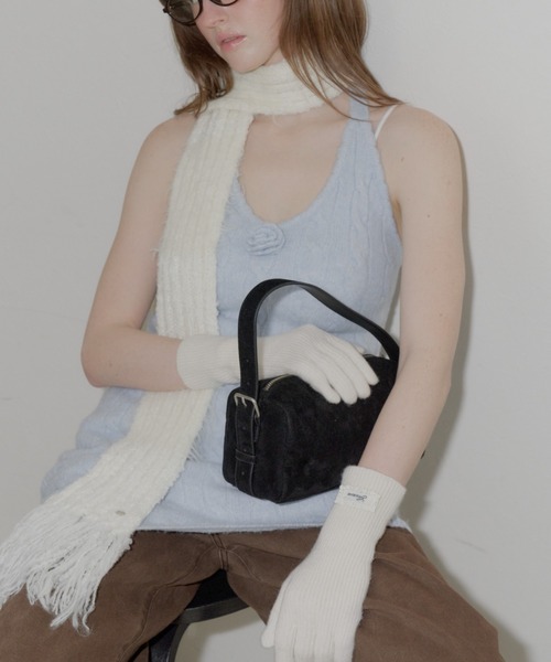 GIUNON（ジウノン）の「mohair touch border muffler / モヘアタッチボーダーマフラー（ストール/ショール・レディース・グレー/ブルー/アイボリー・FREE）」の14枚目の写真