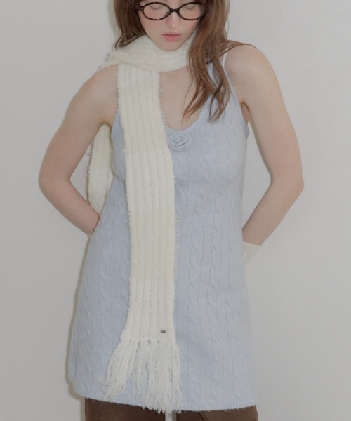 GIUNON（ジウノン）の「mohair touch border muffler / モヘアタッチボーダーマフラー（ストール/ショール・レディース・グレー/ブルー/アイボリー・FREE）」の12枚目の写真