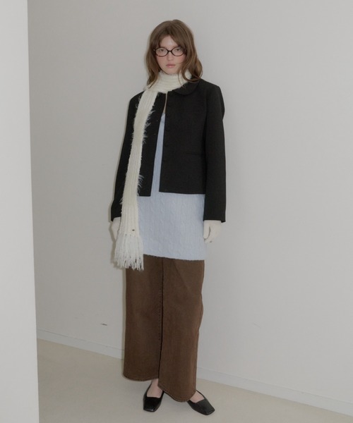 GIUNON（ジウノン）の「mohair touch border muffler / モヘアタッチボーダーマフラー（ストール/ショール・レディース・グレー/ブルー/アイボリー・FREE）」の15枚目の写真