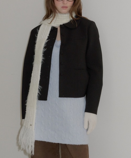 GIUNON（ジウノン）の「mohair touch border muffler / モヘアタッチボーダーマフラー（ストール/ショール・レディース・グレー/ブルー/アイボリー・FREE）」の17枚目の写真