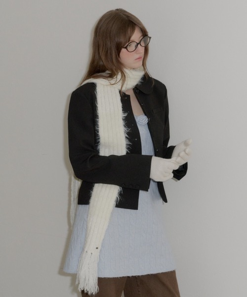 GIUNON（ジウノン）の「mohair touch border muffler / モヘアタッチボーダーマフラー（ストール/ショール・レディース・グレー/ブルー/アイボリー・FREE）」の16枚目の写真