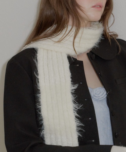 GIUNON（ジウノン）の「mohair touch border muffler / モヘアタッチボーダーマフラー（ストール/ショール・レディース・グレー/ブルー/アイボリー・FREE）」の19枚目の写真