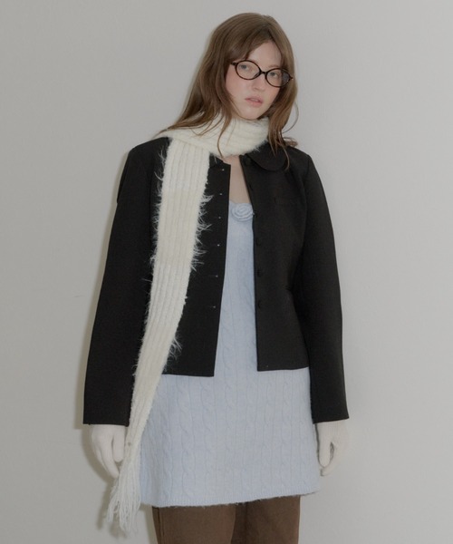 GIUNON（ジウノン）の「mohair touch border muffler / モヘアタッチボーダーマフラー（ストール/ショール・レディース・グレー/ブルー/アイボリー・FREE）」の18枚目の写真