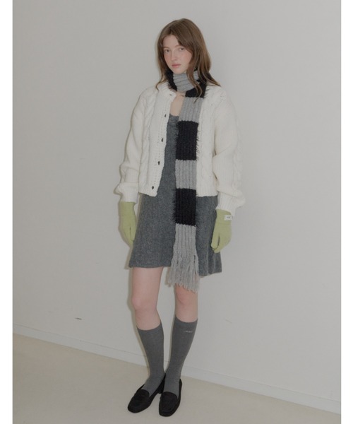 GIUNON（ジウノン）の「mohair touch border muffler / モヘアタッチボーダーマフラー（ストール/ショール・レディース・グレー/ブルー/アイボリー・FREE）」の22枚目の写真