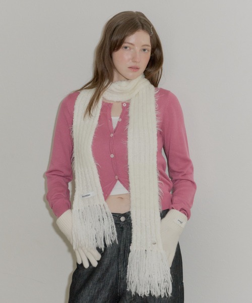 GIUNON（ジウノン）の「mohair touch border muffler / モヘアタッチボーダーマフラー（ストール/ショール・レディース・グレー/ブルー/アイボリー・FREE）」の20枚目の写真