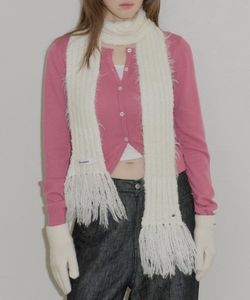 GIUNON（ジウノン）の「mohair touch border muffler / モヘアタッチボーダーマフラー（ストール/ショール・レディース・グレー/ブルー/アイボリー・FREE）」の21枚目の写真