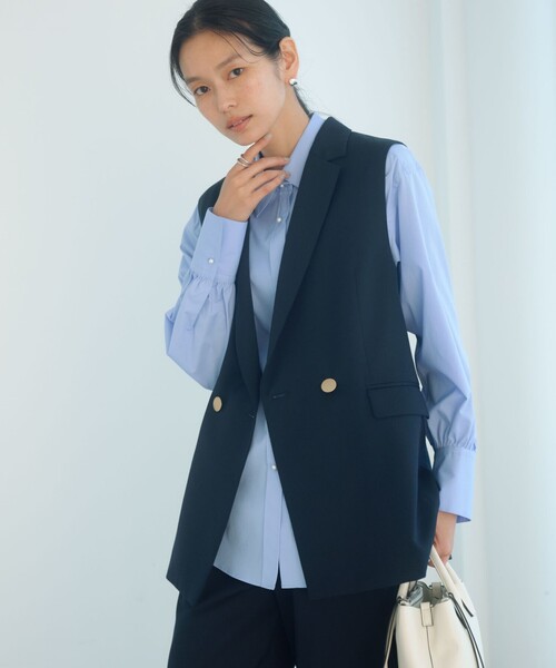 green label relaxing（グリーンレーベルリラクシング）の「Greed グリード テーラード ジレ ウォッシャブル（ベスト・レディース・ネイビー/グレー・38/36）」の19枚目の写真