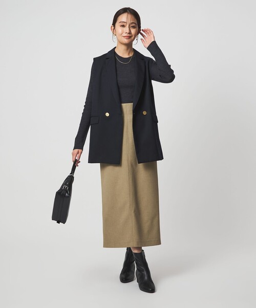 green label relaxing（グリーンレーベルリラクシング）の「Greed グリード テーラード ジレ ウォッシャブル（ベスト・レディース・ネイビー/グレー・38/36）」の3枚目の写真