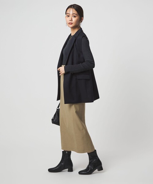 green label relaxing（グリーンレーベルリラクシング）の「Greed グリード テーラード ジレ ウォッシャブル（ベスト・レディース・ネイビー/グレー・38/36）」の4枚目の写真