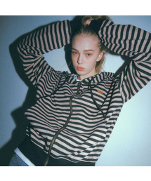 SUPERSUB（スーパーサブ）の「ヘンシキストライプフードジップアップ - ブラウン（パーカー）」