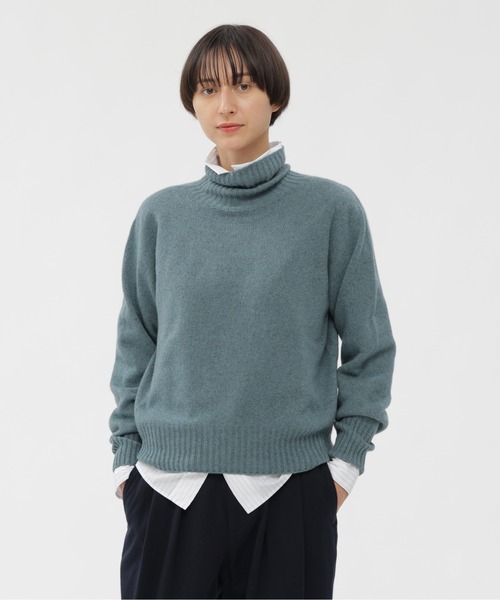 マーガレットハウエル モックネック コットンシルク五分袖ニット セーター M WINTER COTTON KNITWEAR | MARGARET HOWELL（マーガレット・ハウエル