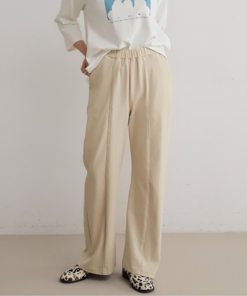 NOMBRE IMPAIR(ノンブルアンペール)の「フライス天竺コンビ カットパンツ(その他パンツ・レディース・チャコールグレー/キナリ・FREE)」の2枚目の写真