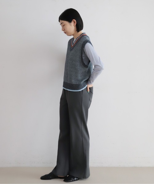 NOMBRE IMPAIR(ノンブルアンペール)の「フライス天竺コンビ カットパンツ(その他パンツ・レディース・チャコールグレー/キナリ・FREE)」の4枚目の写真
