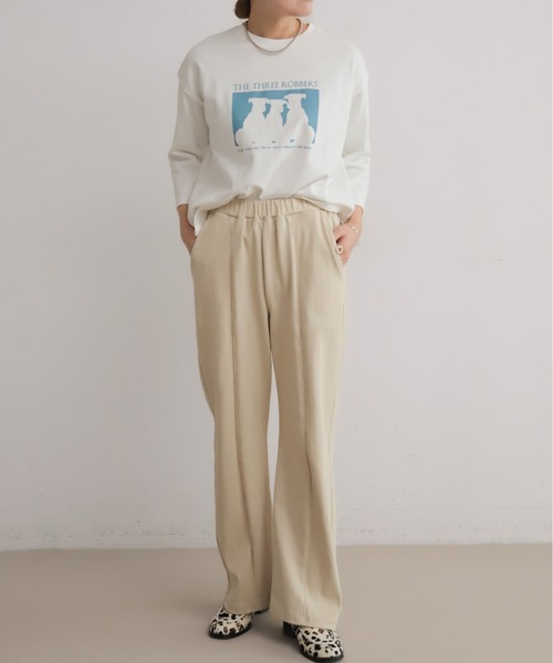 NOMBRE IMPAIR(ノンブルアンペール)の「フライス天竺コンビ カットパンツ(その他パンツ・レディース・チャコールグレー/キナリ・FREE)」の6枚目の写真