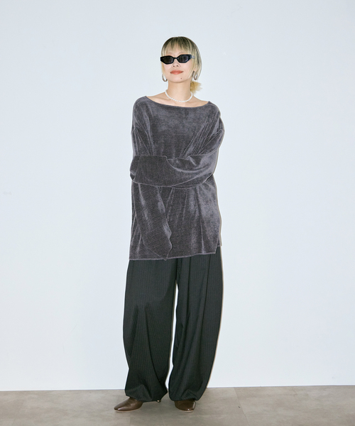 CITYSHOP（シティーショップ）の「VOLUME TUCK パンツ（スラックス・レディース・ブラック/グレー・38/36）」の20枚目の写真