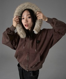 ONCILY(IVF[)HEART PATCH FAUX-FUR ZIP HOODIE / n[gpb`tFCNt@[Wbvt[fB(p[J[)