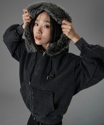 ONCILY(IVF[)HEART PATCH FAUX-FUR ZIP HOODIE / n[gpb`tFCNt@[Wbvt[fB(p[J[)