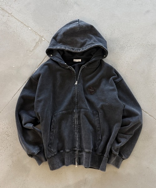 HEART PATCH FAUX-FUR ZIP HOODIE / ハートパッチフェイクファージップ