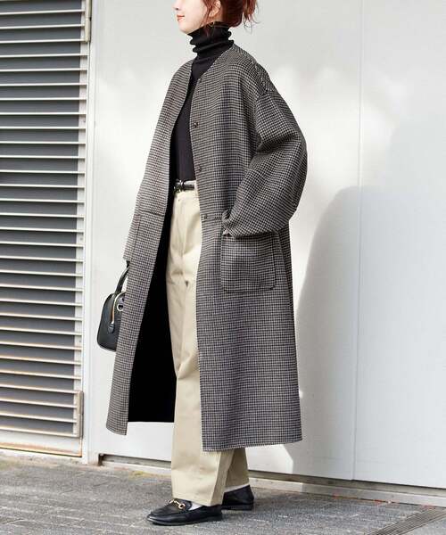 値下げ/BLEESSリバーシブル　ウールコート 追加》S120ブレンドリバーシブルコート（ノーカラーコート）｜B.C