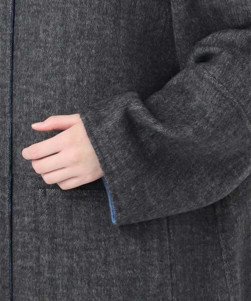 B.C STOCK（ベーセーストック）の「《追加》S120ブレンドリバーシブルコート（ノーカラーコート・レディース・グレー/チョコ/ネイビー/ブラック/チャコールグレー/ブラウン・SMALL/MEDIUM）」の12枚目の写真