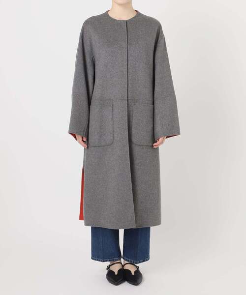 B.C STOCK（ベーセーストック）の「《追加》S120ブレンドリバーシブルコート（ノーカラーコート・レディース・グレー/チョコ/ネイビー/ブラック/チャコールグレー/ブラウン・SMALL/MEDIUM）」の22枚目の写真