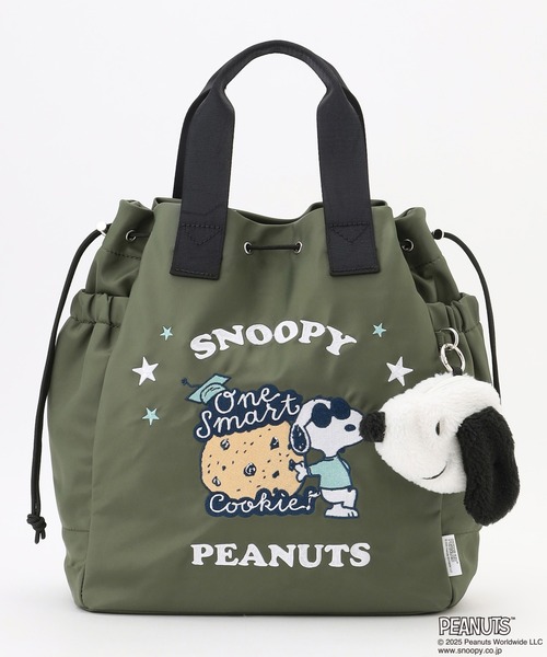 Y'SACCS(イザック)の「SNOOPYデザイン 2way巾着トート(クッキー)(トートバッグ・レディース・グレー/ブラック/カーキ・FREE)」の3枚目の写真